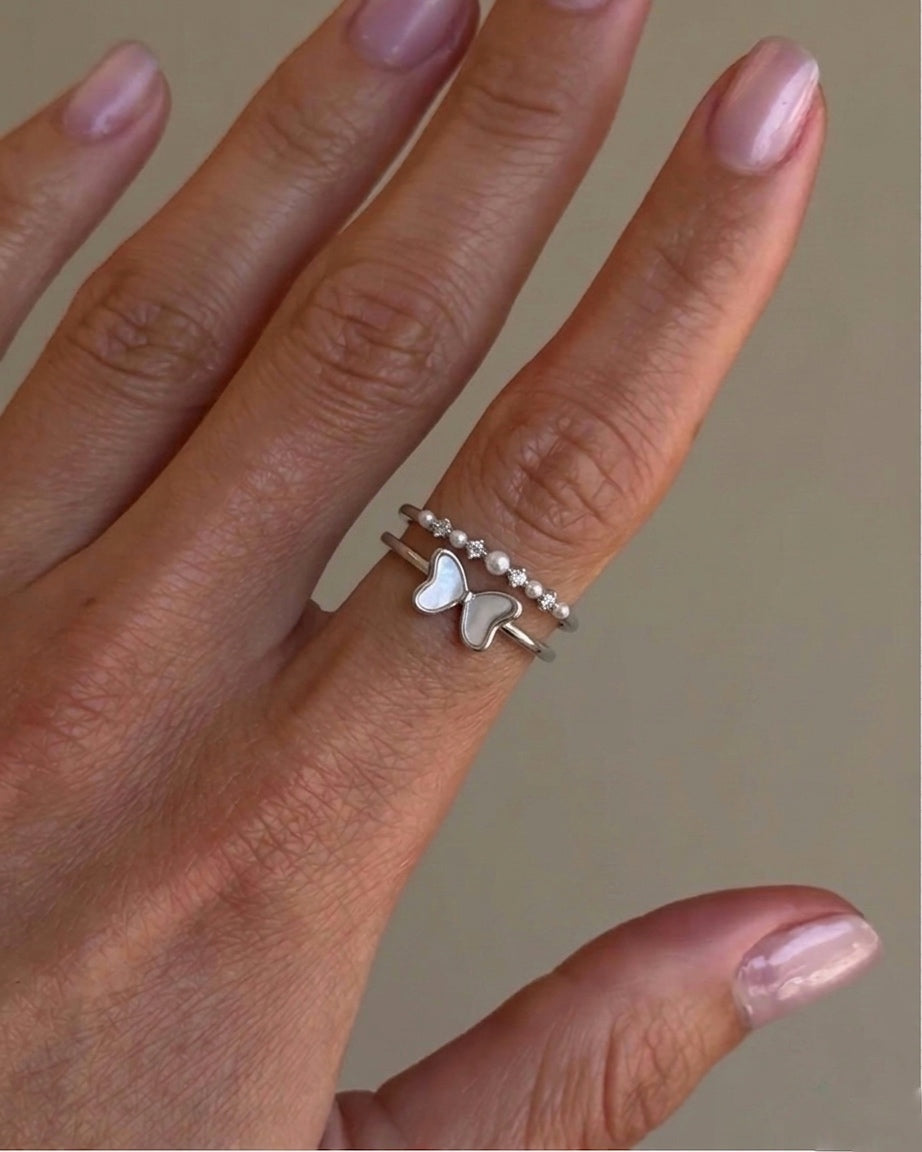 Pearly Butterfly Ring (Stainless Steel)