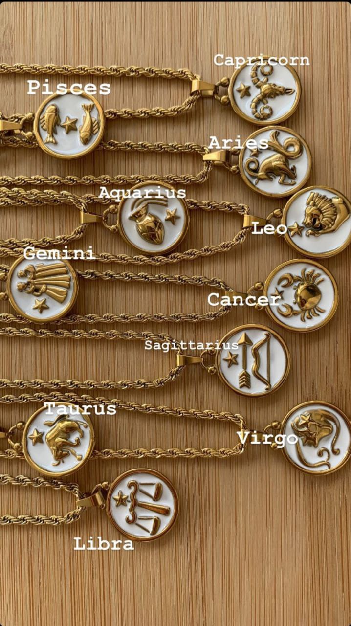 Stainless Steel Zodiac Necklace- Star Sign