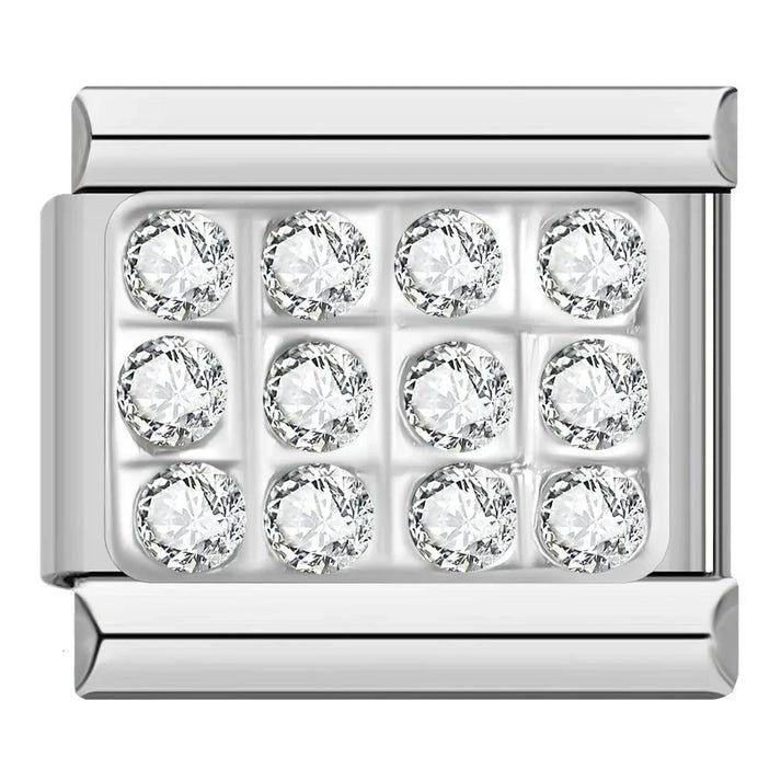 Crystal Stud- Silver Italian Charm