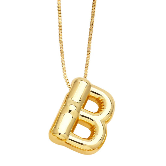 Bubble Initial Letter Necklace (Stainless Steel)