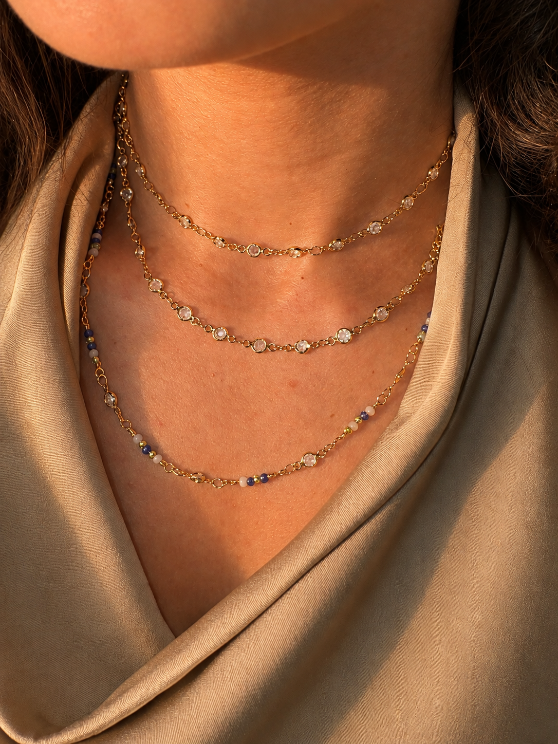blue stone necklace - gold plated