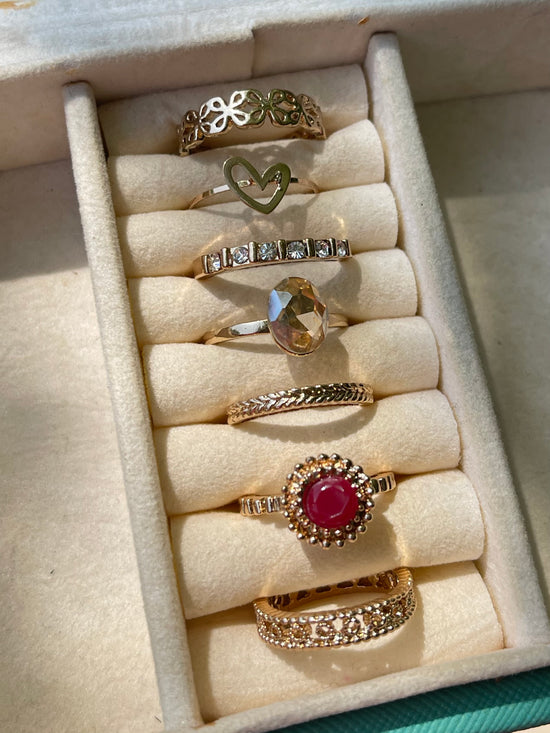 Crystal Stud Ring Set