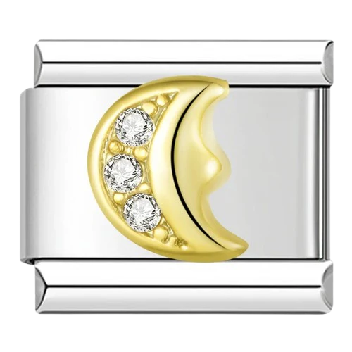 Crystal Moon - Silver Italian Charm