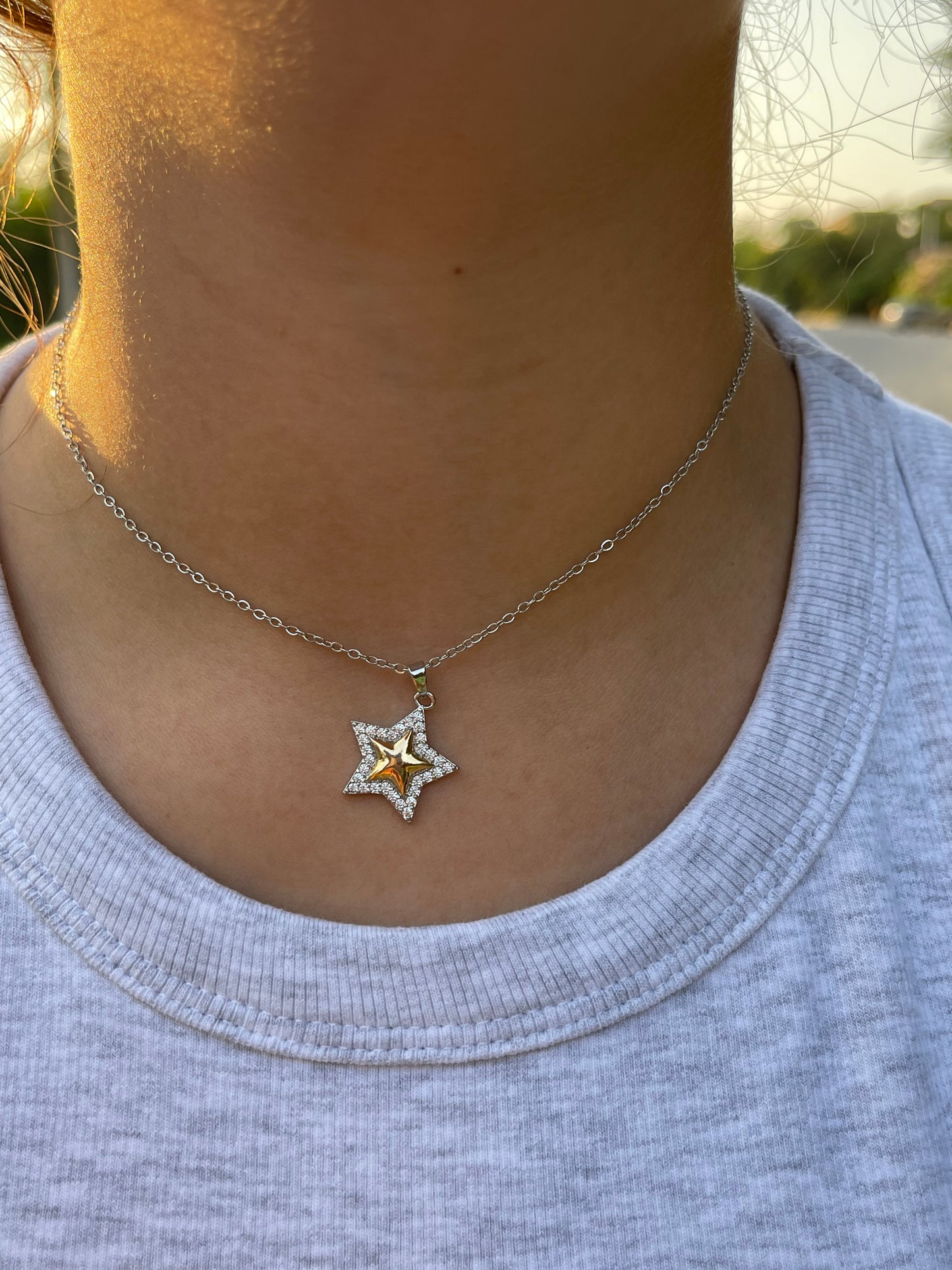 Mixed Crystal Star Necklace (Stainless Steel)
