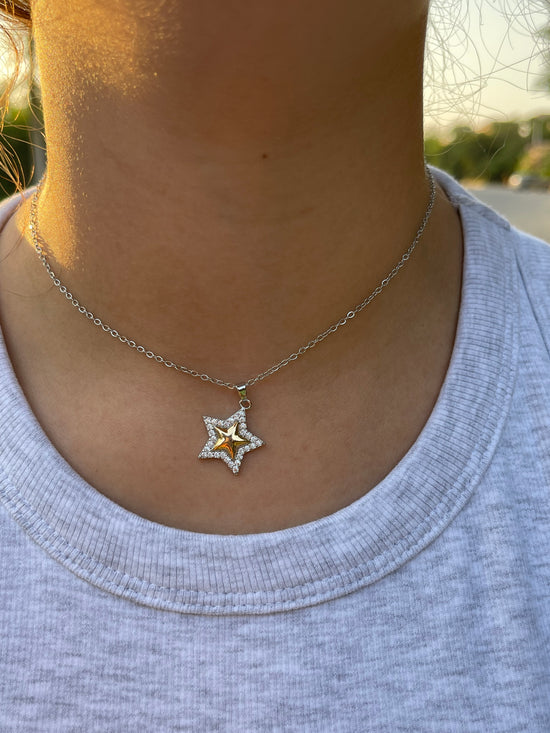 Mixed Crystal Star Necklace (Stainless Steel)