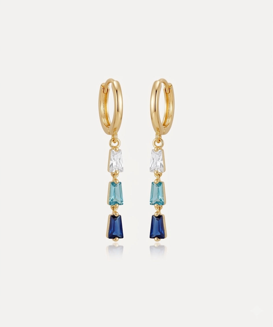 triple crystal hoop earrings 2.0(Gold Plated)