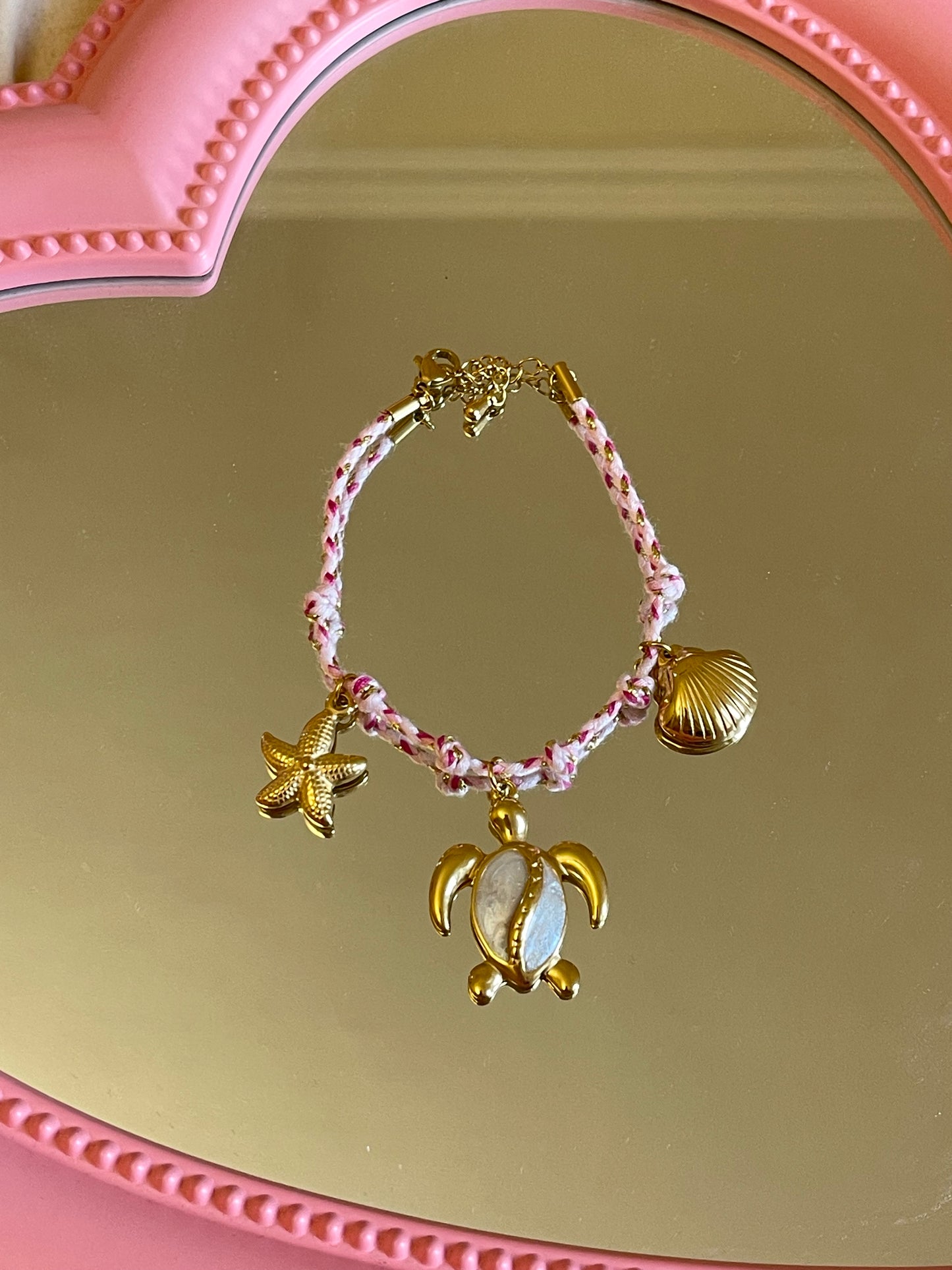Summer Feels Charm Fabric Bracelet (Stainless Steel)