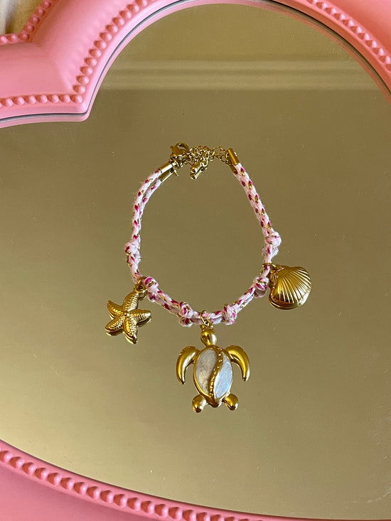 Summer Feels Charm Fabric Bracelet (Stainless Steel)