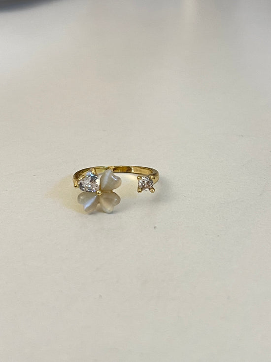 Crystal Flower Ring- Gold Plated