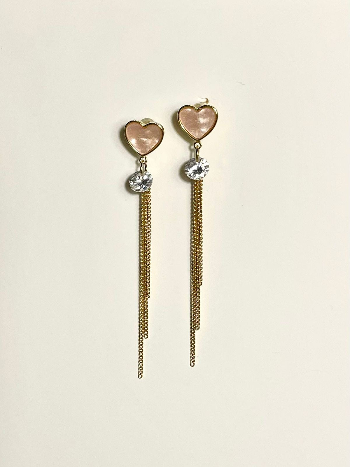 Pink Heart Dangle Earrings