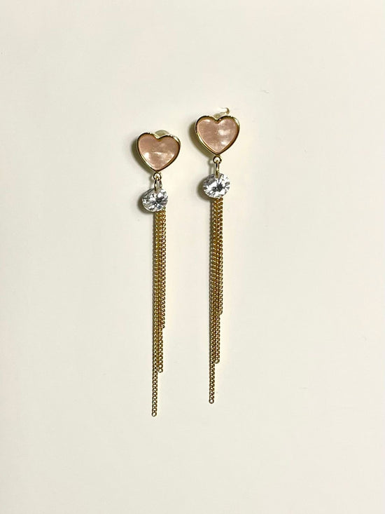 Pink Heart Dangle Earrings