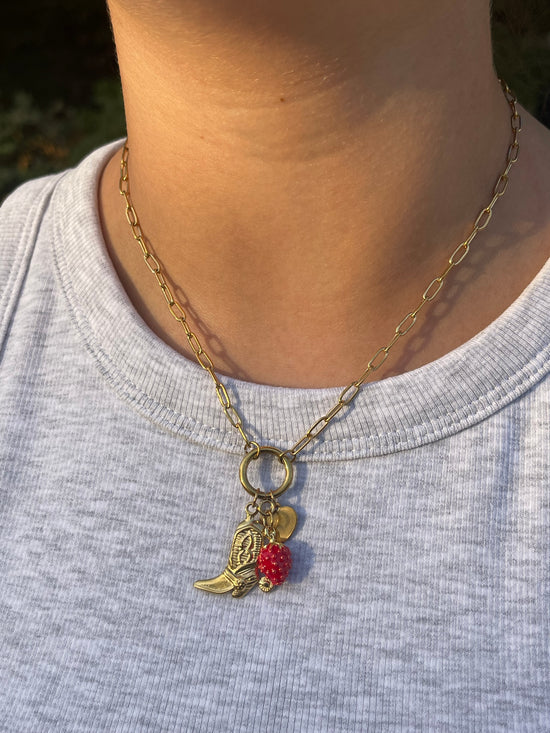 Cowboy Heart Charm Necklace (Stainless Steel)