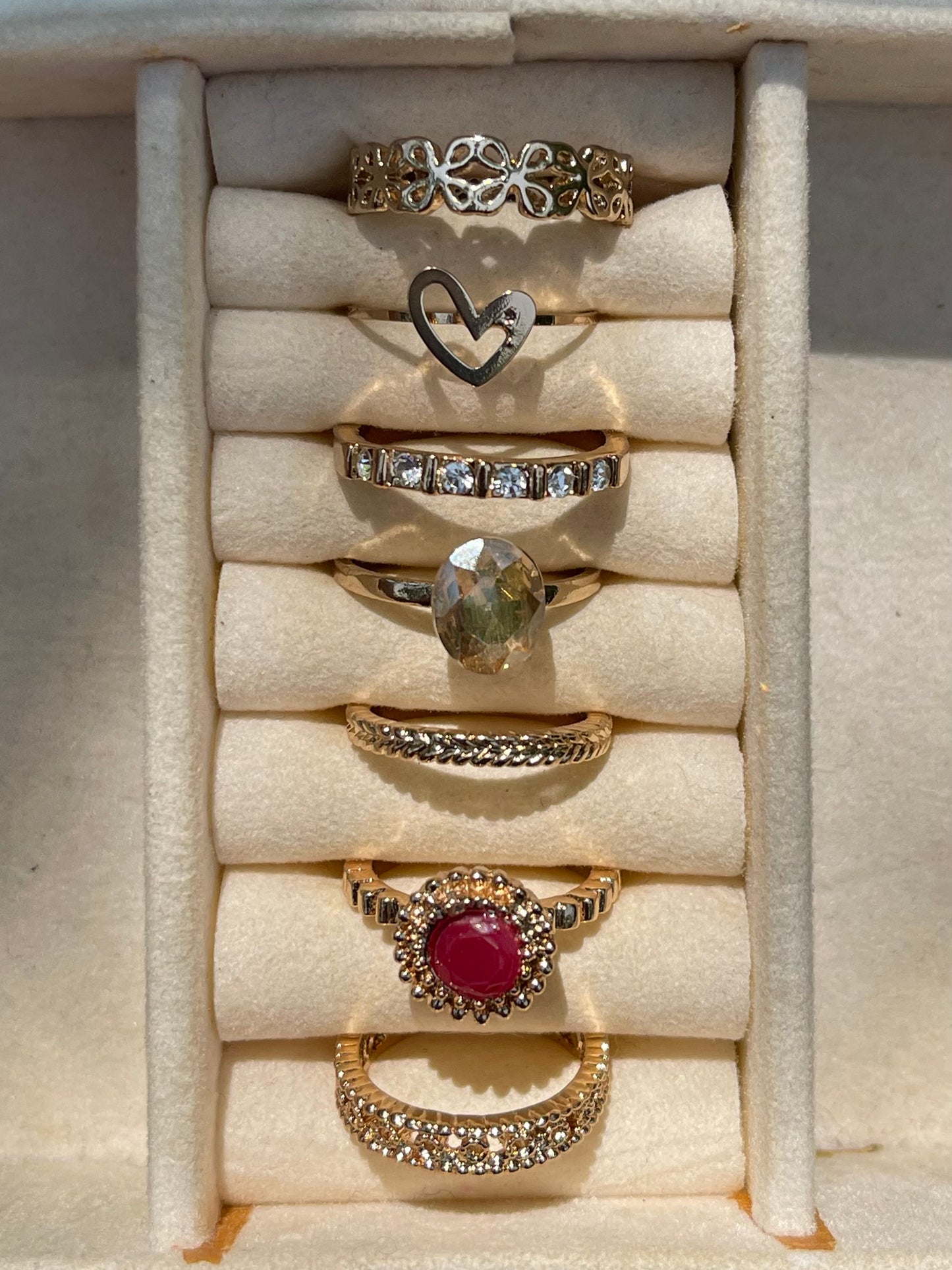 Crystal Stud Ring Set