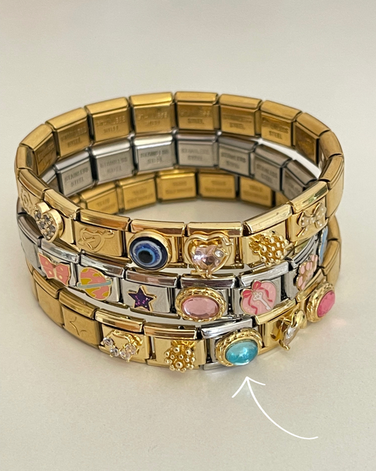 Colorful Stud- Silver Italian Charm