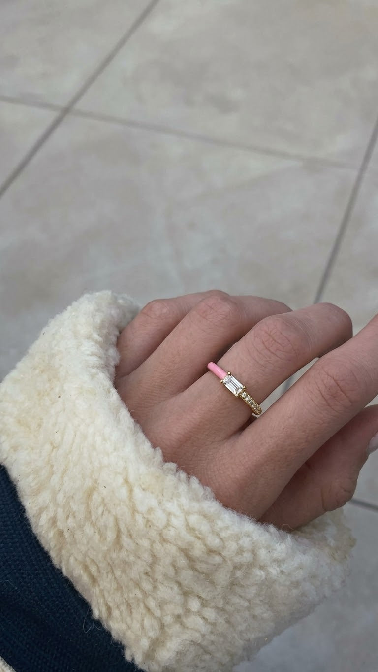 pink crystal ring (gold plated)