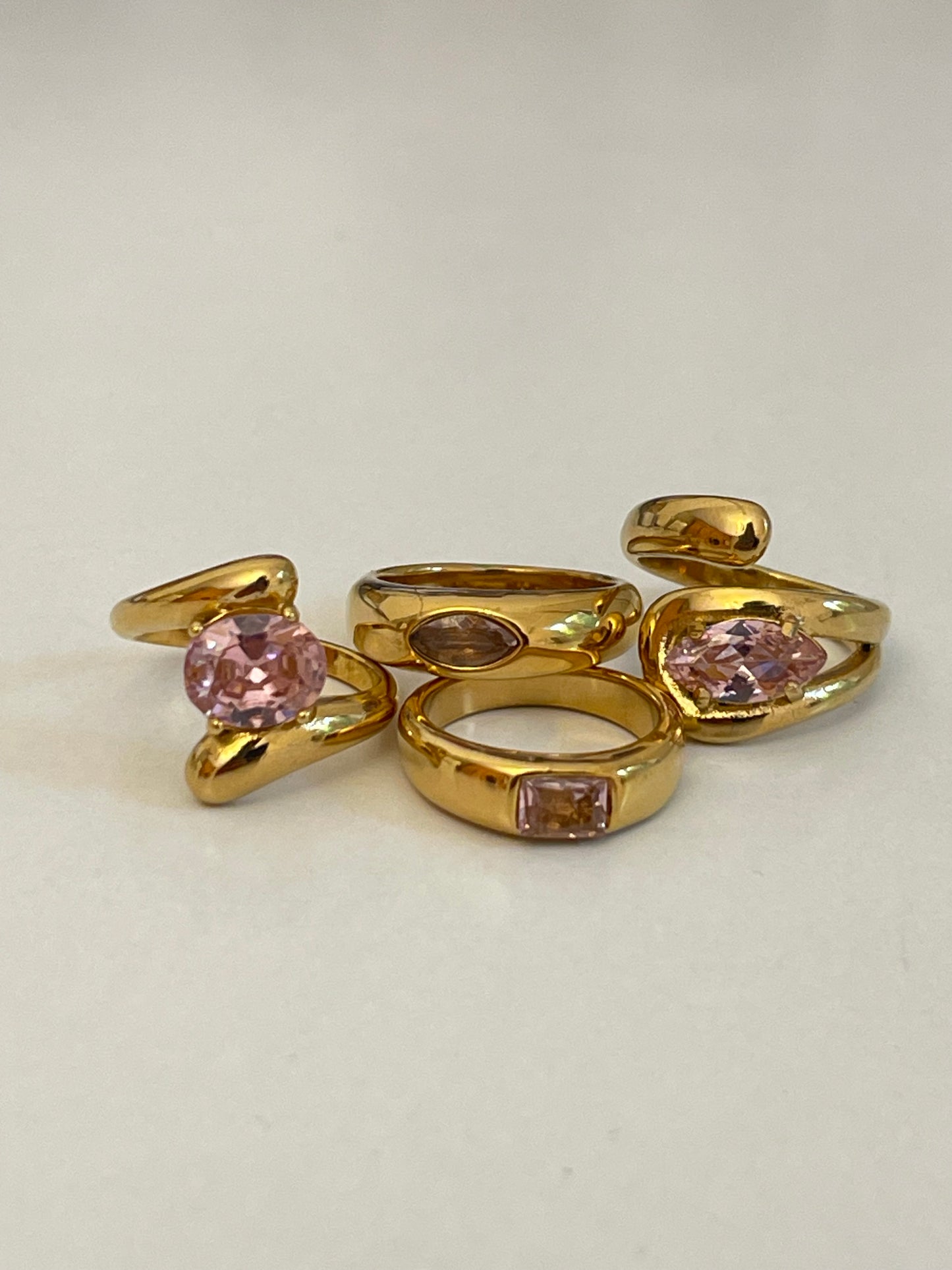 Pink Chunky Rings- Stainless Steel