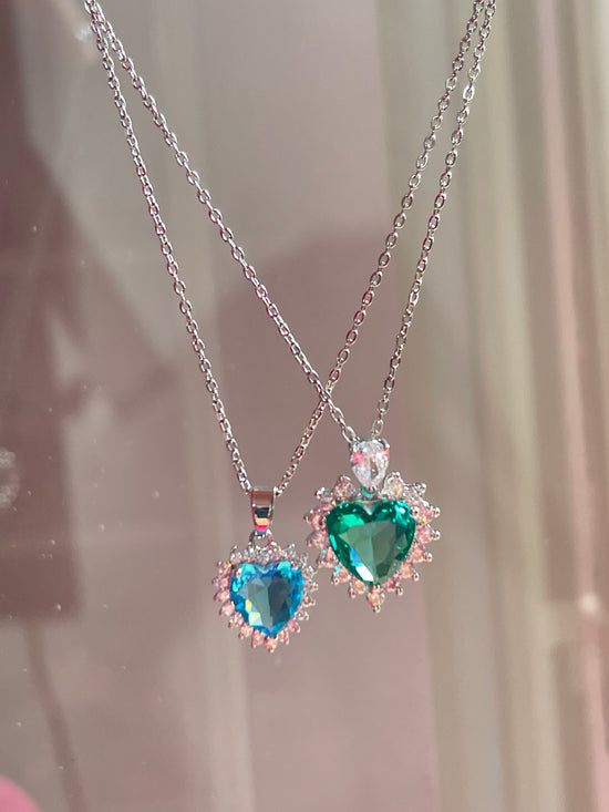 Crystal Heart Necklace- Stainless Steel