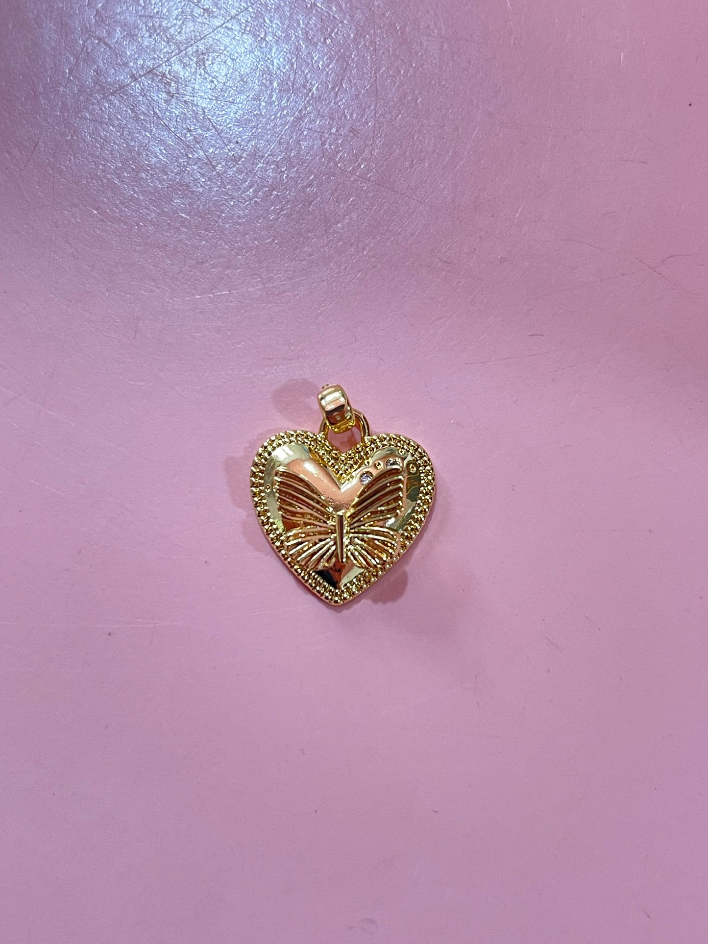 Butterfly Heart Charm (Gold Plated)