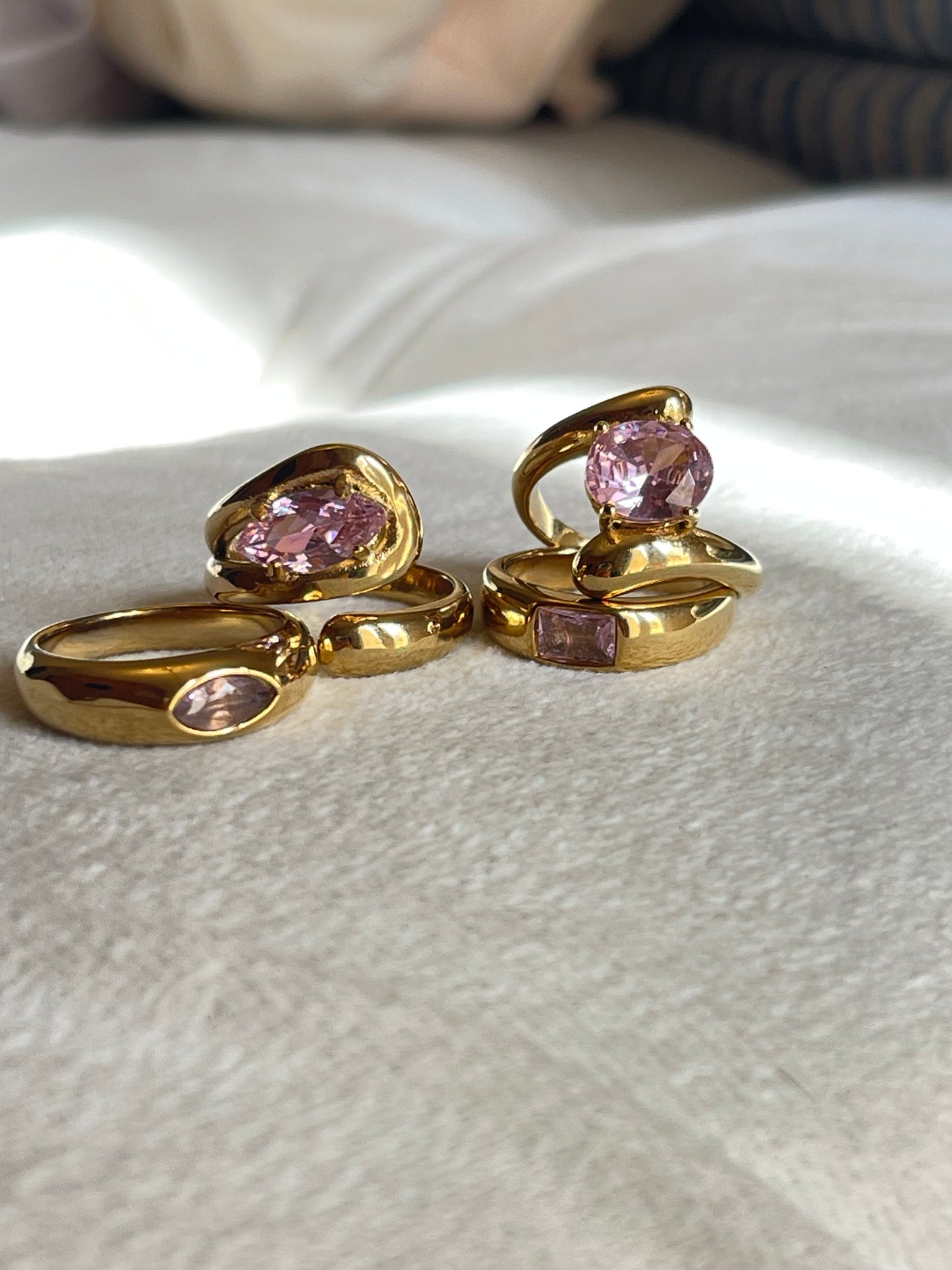 Pink Chunky Rings- Stainless Steel