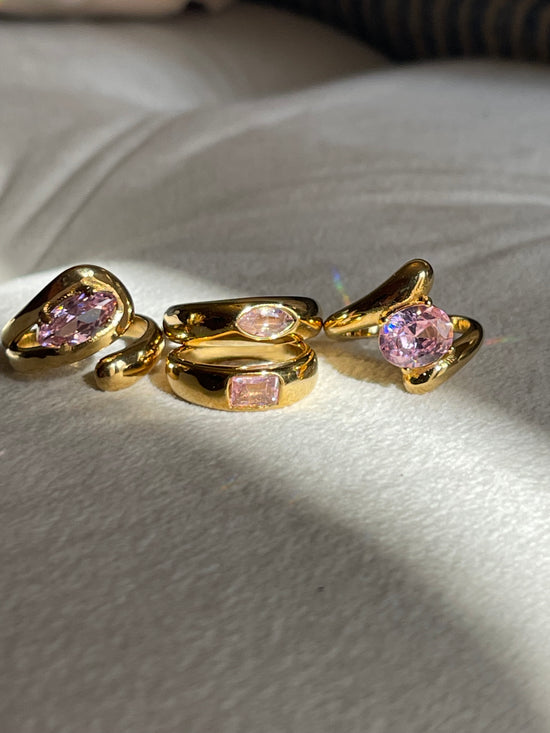 Pink Statement Ring- Stainless Steel