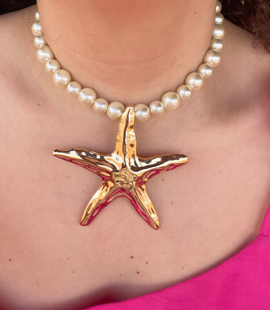 Statement Pearl Starfish Statement Necklace
