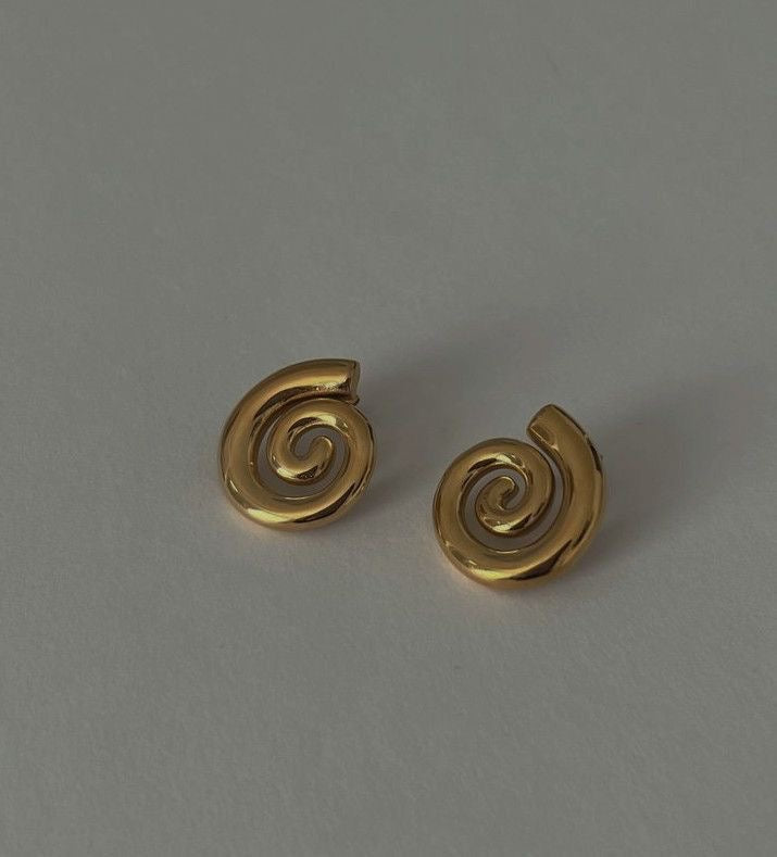 Statement Spiral Gold Plated Earrings