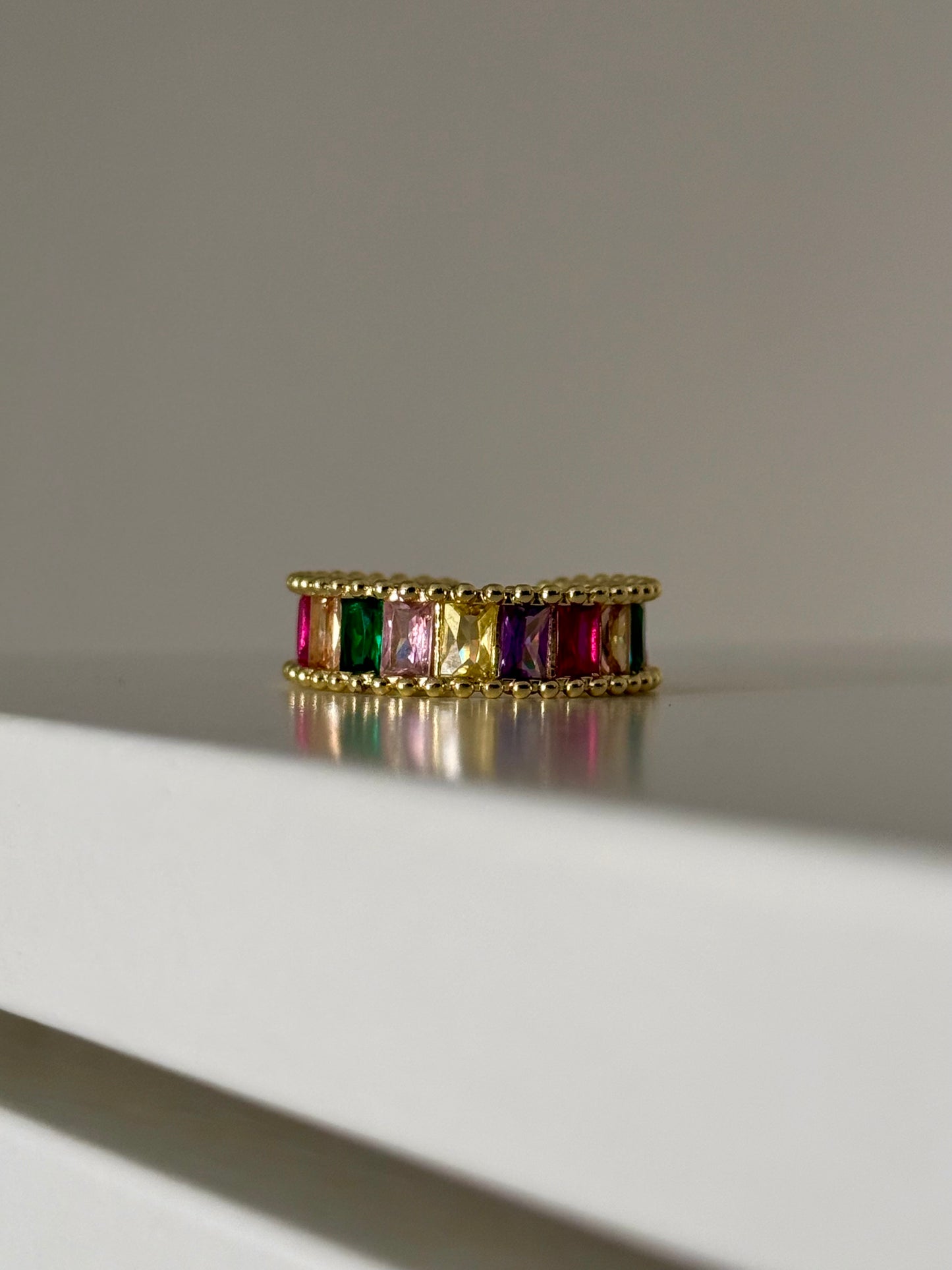 Chunky Rainbow Ring  (Gold Plated)