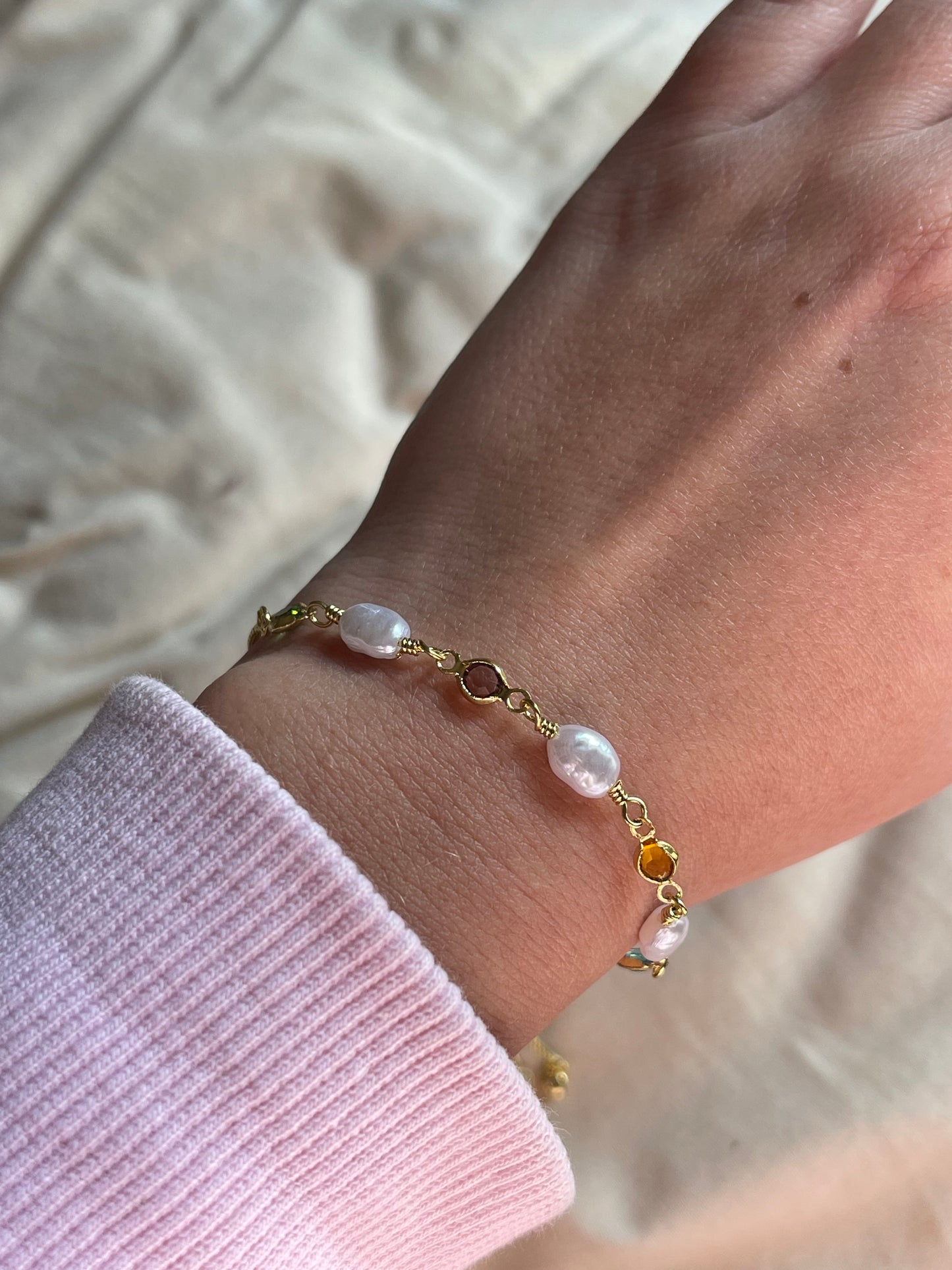 Pearl Stones Bracelet (Gold Plated)