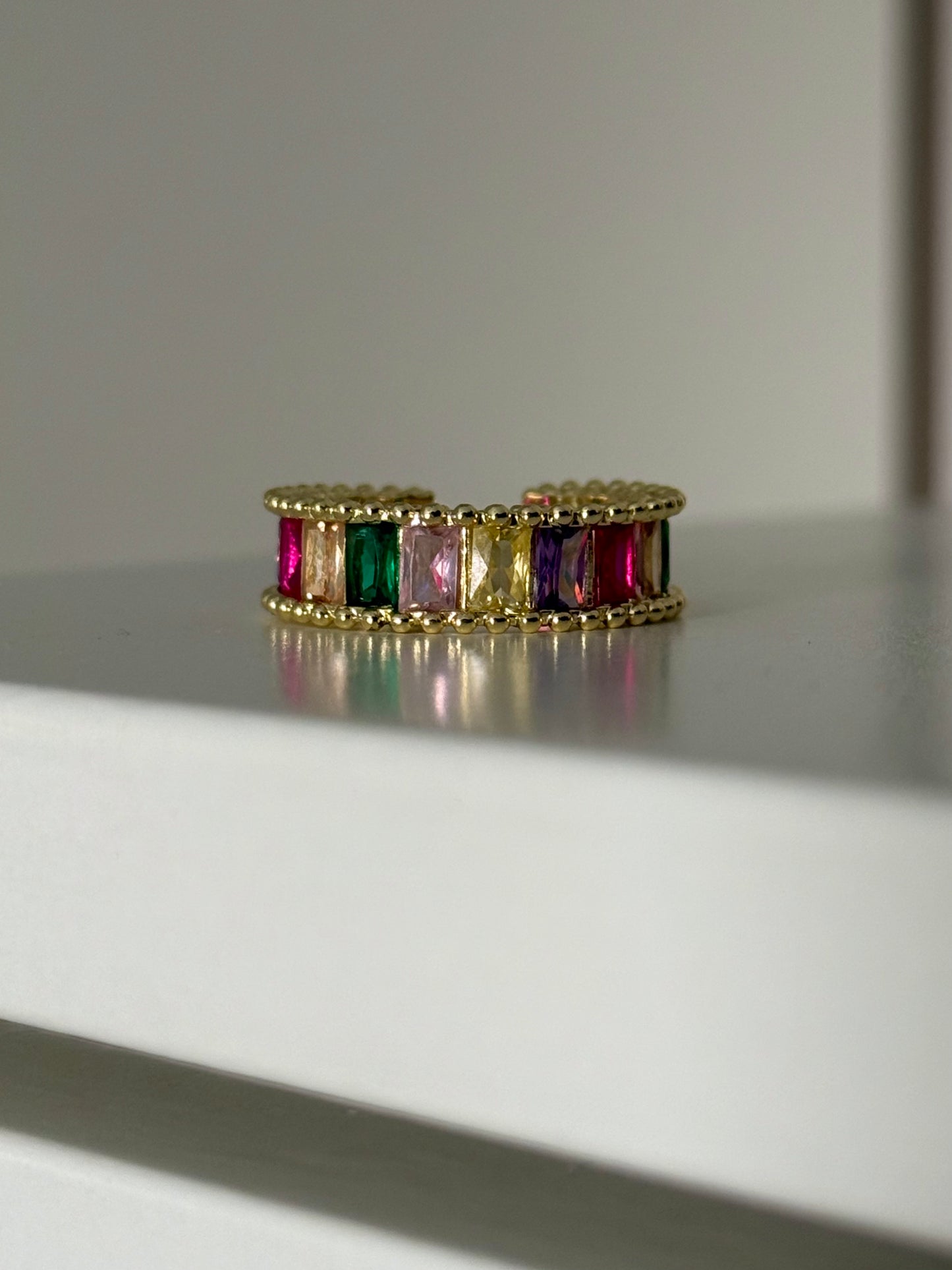 Chunky Rainbow Ring  (Gold Plated)