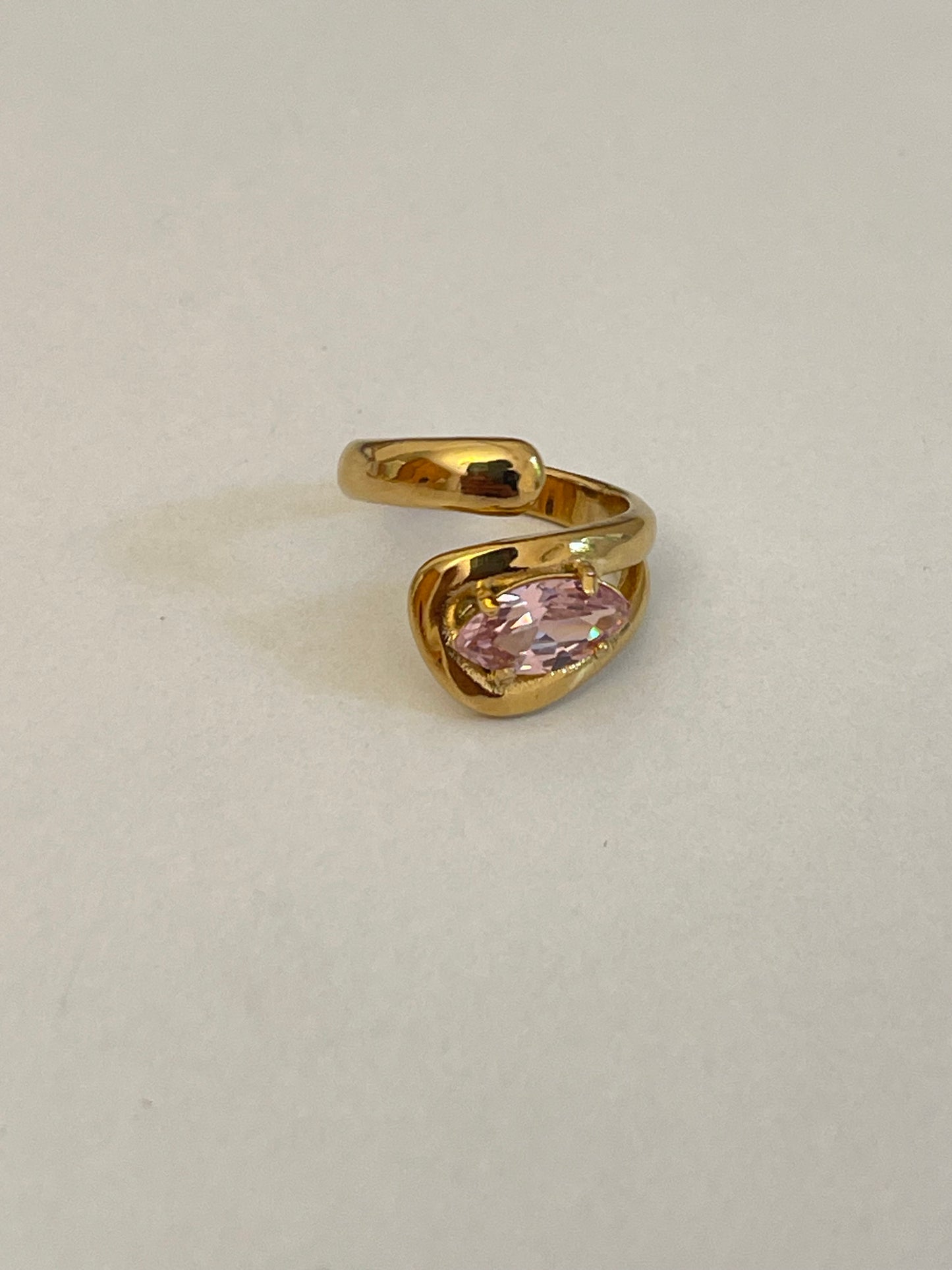 Chunky Drop Crystal Ring- Stainless Steel