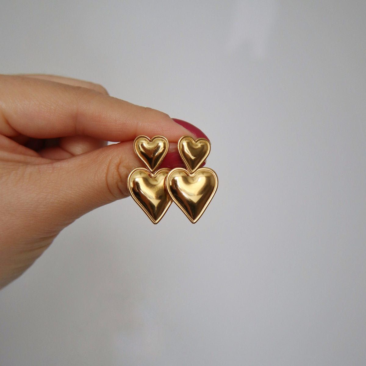 Double Heart Earrings (Stainless Steel)