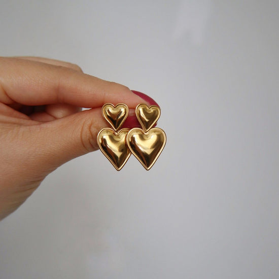 Double Heart Earrings (Stainless Steel)