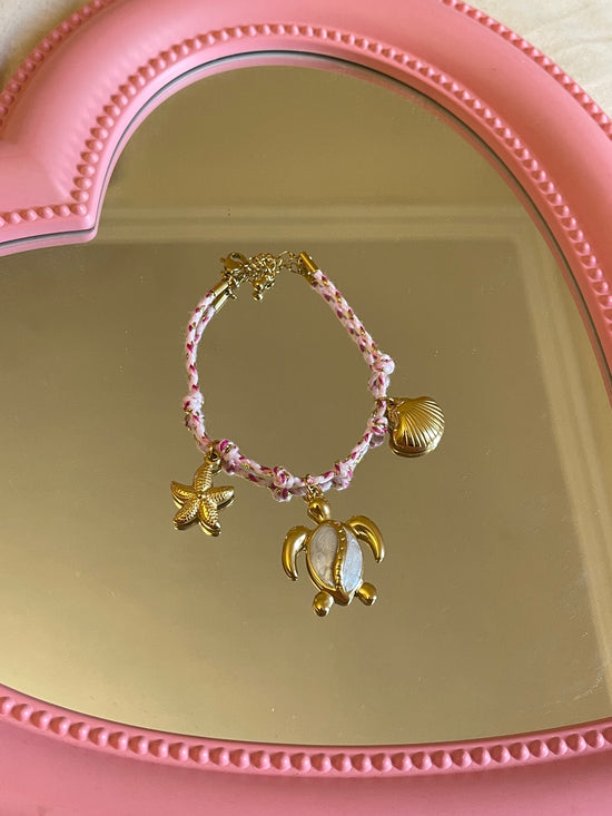 Summer Feels Charm Fabric Bracelet (Stainless Steel)
