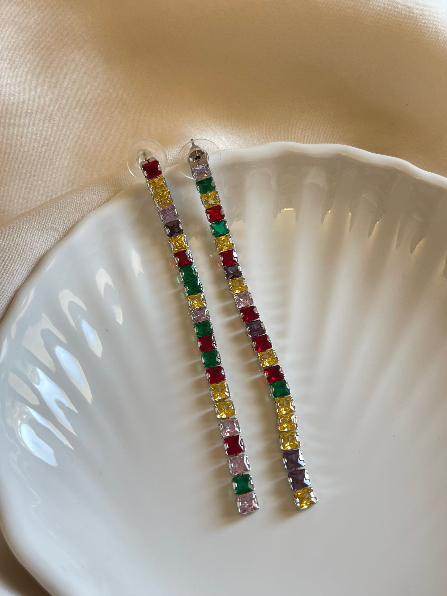 Colourful Stones Drop Earrings