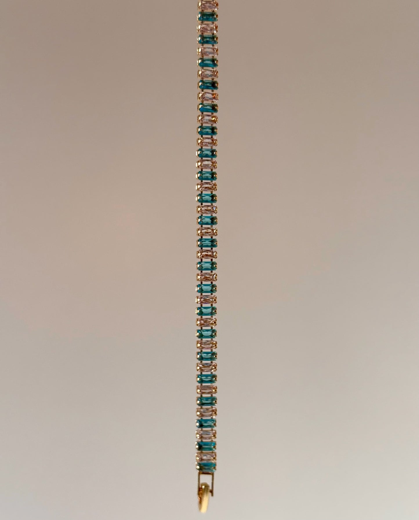 Blue Stone Crystal Bracelet- Gold Plated
