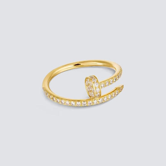 Crystal Nail Ring (Gold Plated)