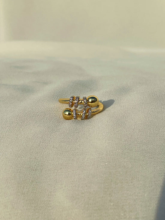 Crystal Twisted Gold Plated Ring