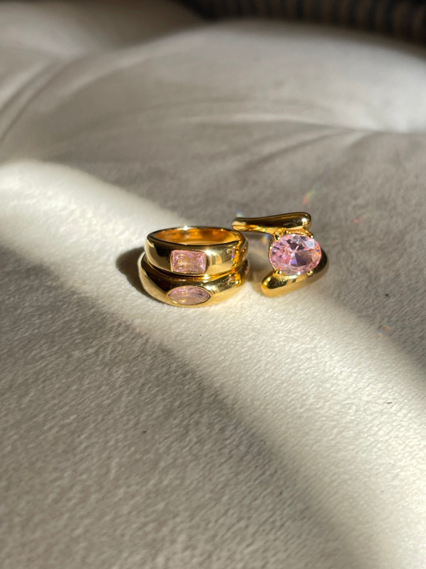 Pink Chunky Rings- Stainless Steel