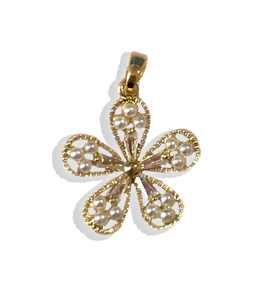Pearl Flower Charm- Gold Plated