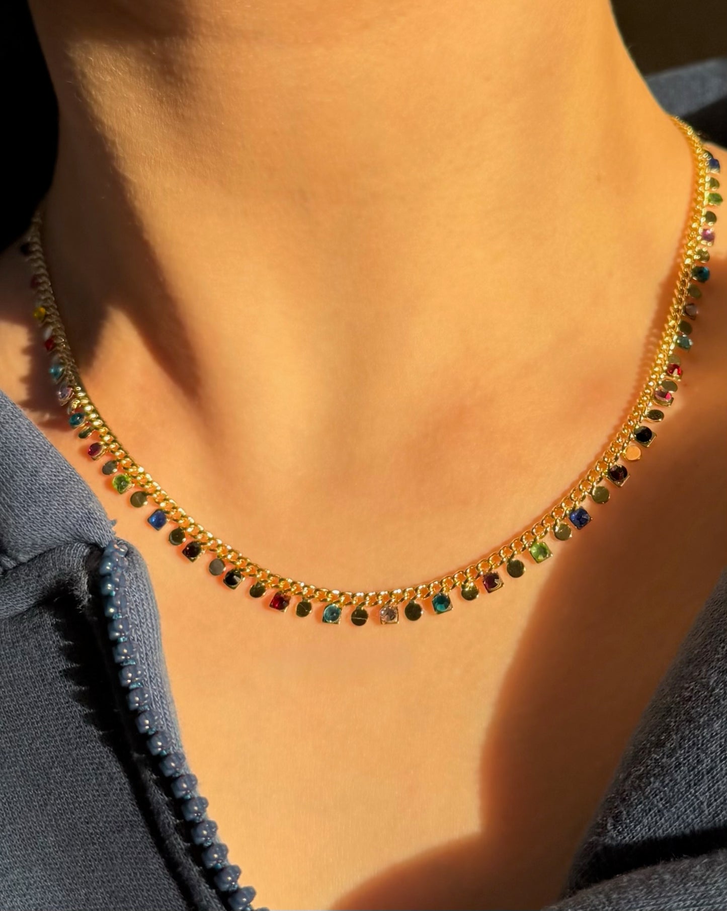 Rainbow Choker- Gold Plated