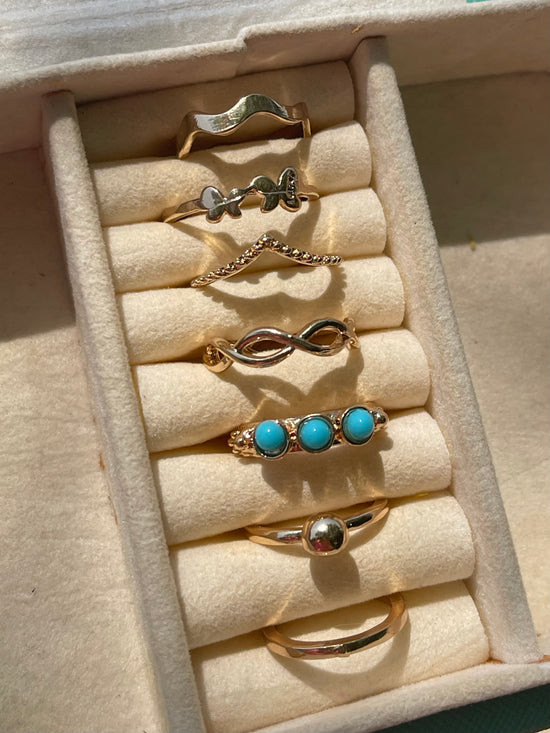 Blue Butterfly Ring Set