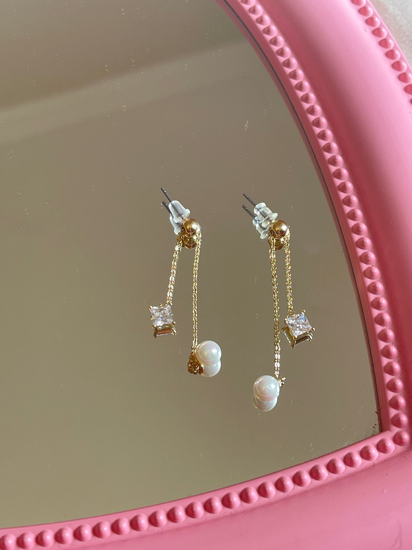 Crystal Pearl Double Earrings