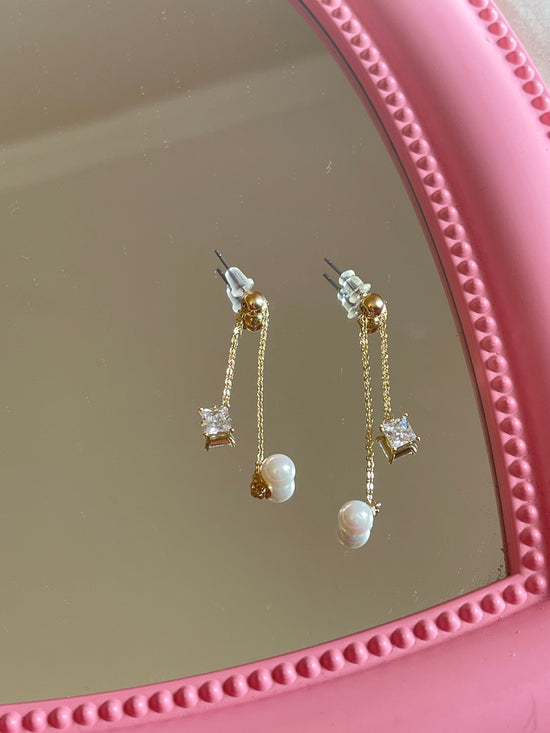 Crystal Pearl Double Earrings