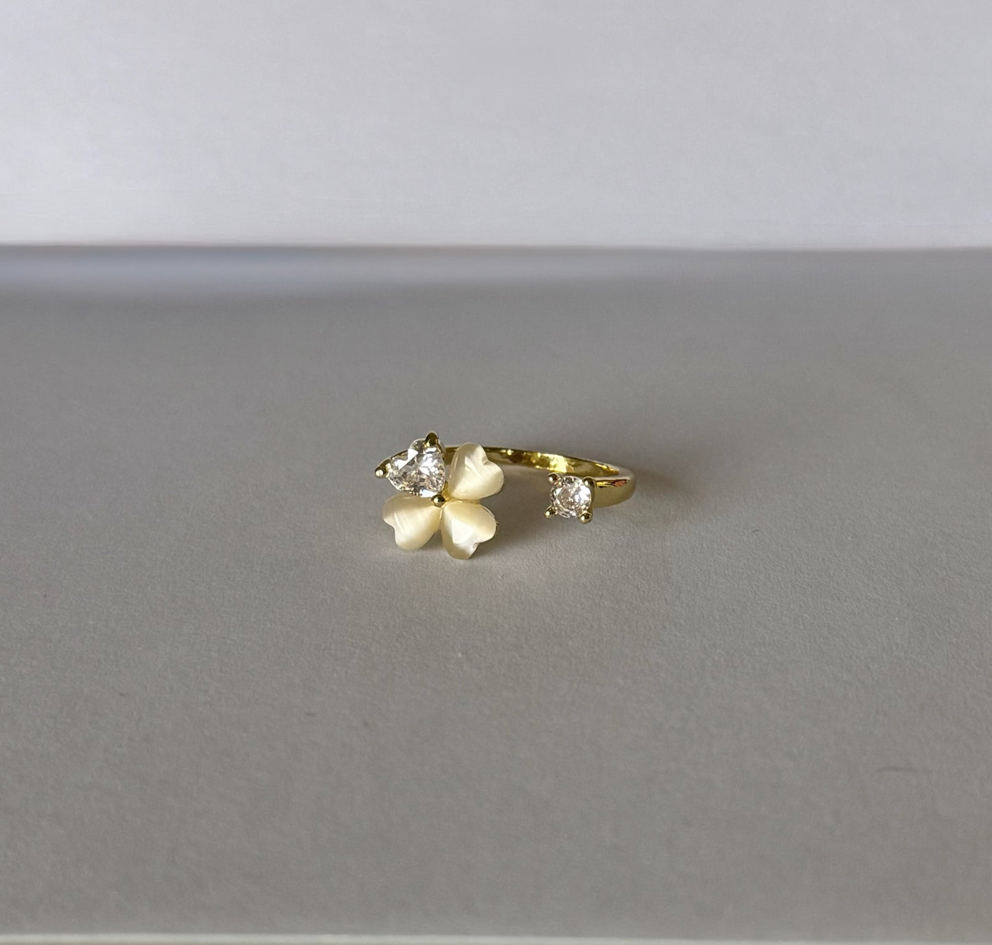 Crystal Flower Ring- Gold Plated
