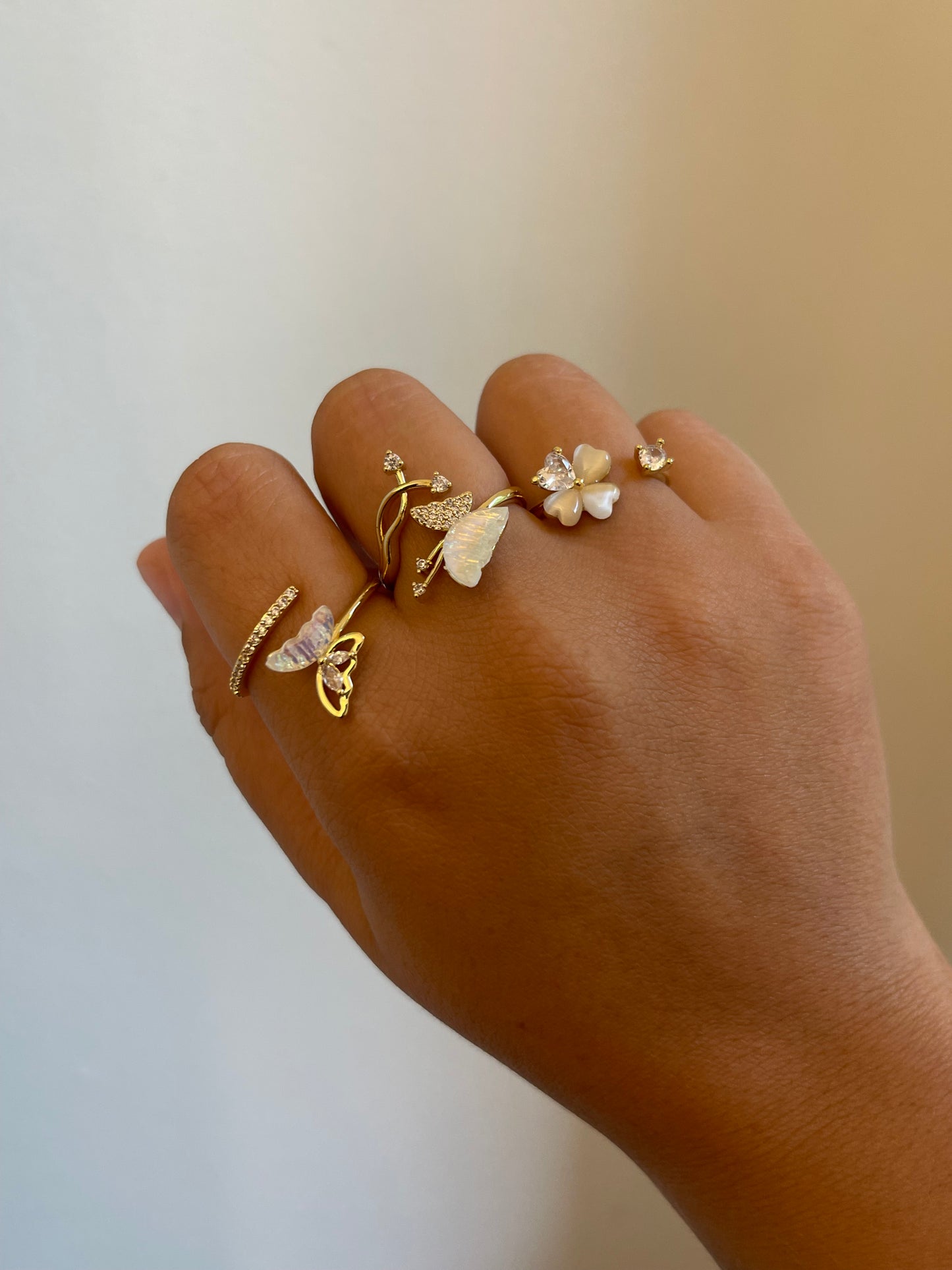 Crystal Flower Ring- Gold Plated