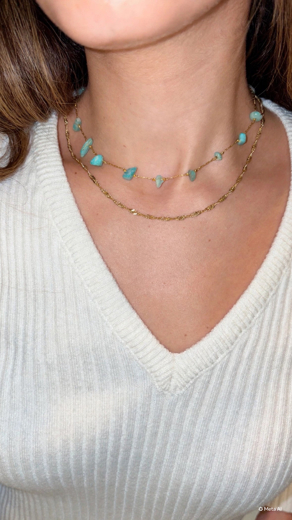 turquoise stones choker (gold plated)