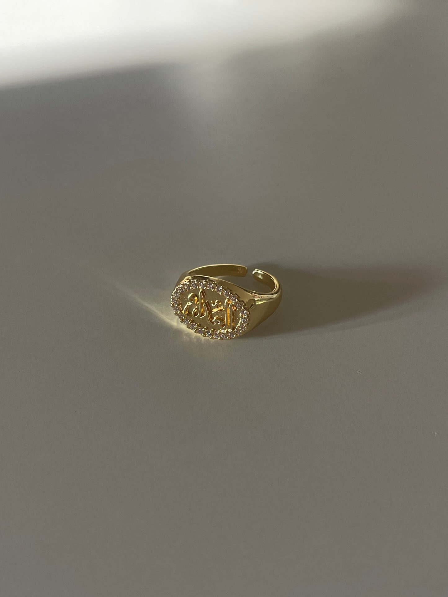 Crystal الله Signet Ring (Gold Plated)