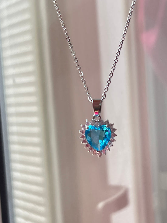 Crystal Heart Necklace- Stainless Steel