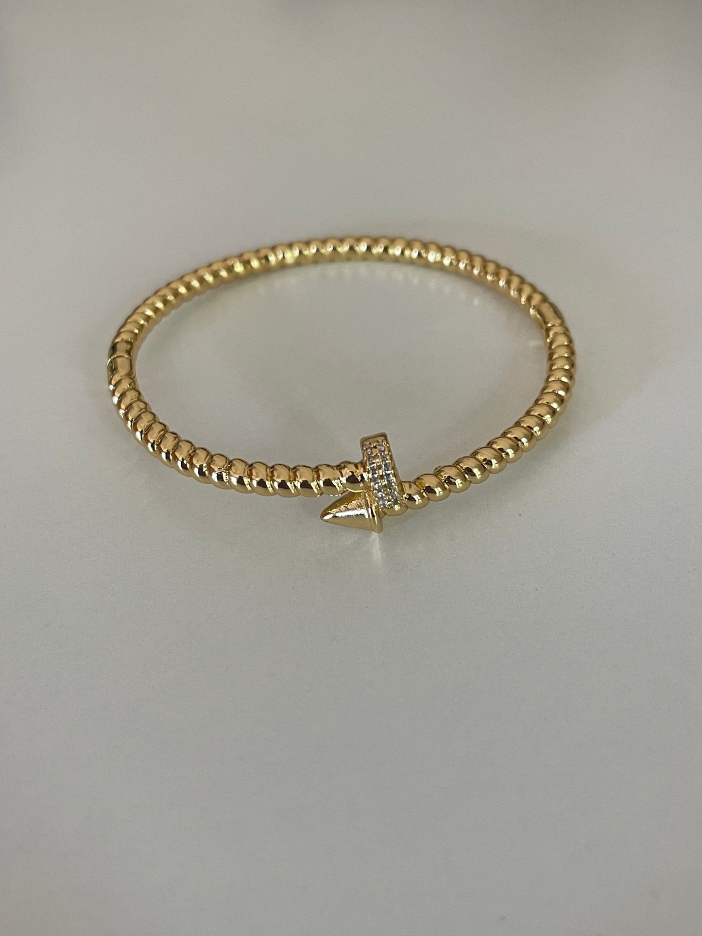 Iconic Crystal Nail Cuff Bracelet (Gold Plated)