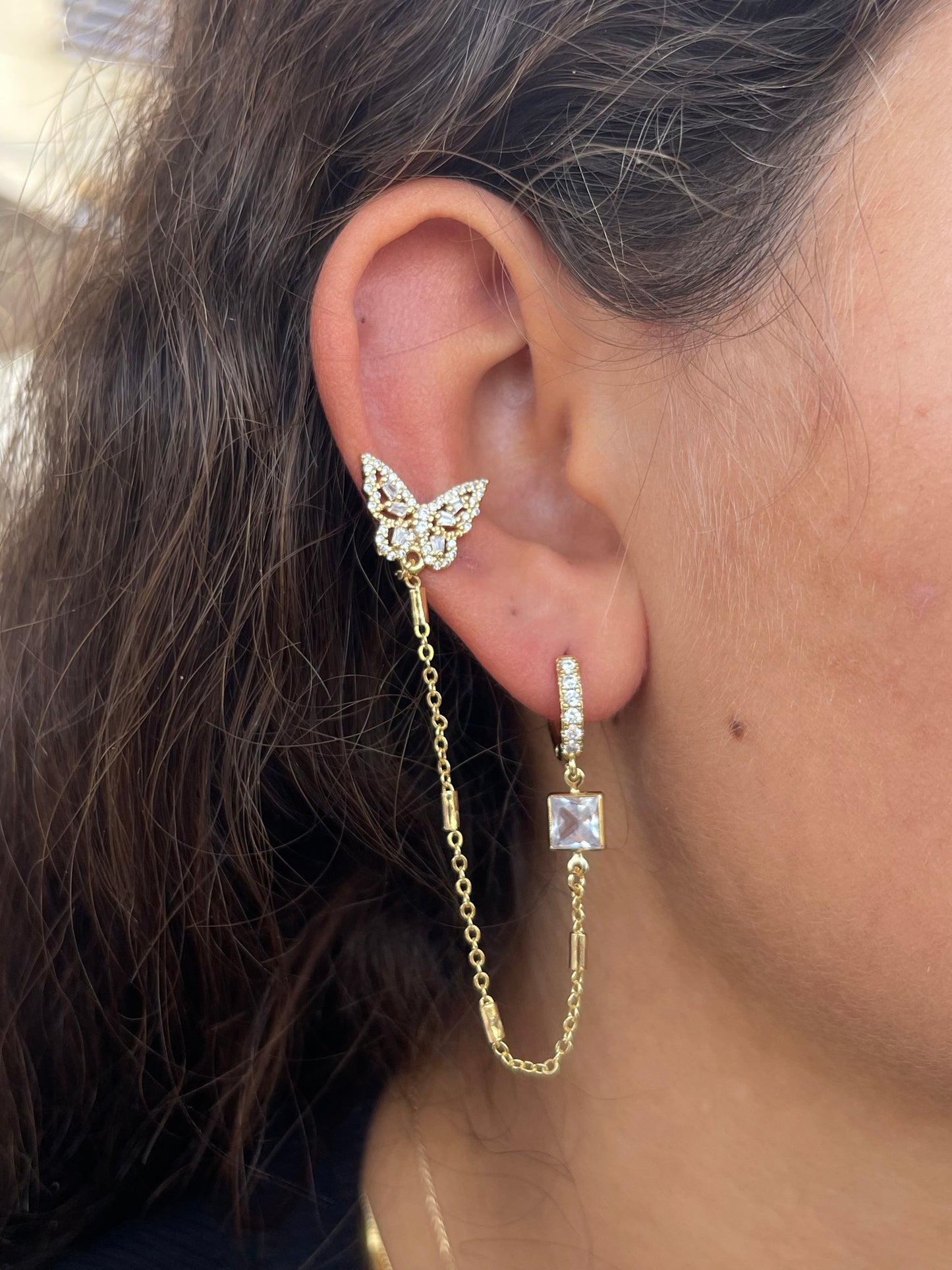 Butterfly Dangles-Gold Plated Earrings